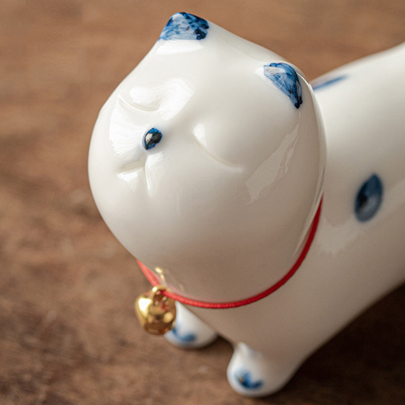 Ceramic Mini Lucky White Cat Tea Pet Figurine