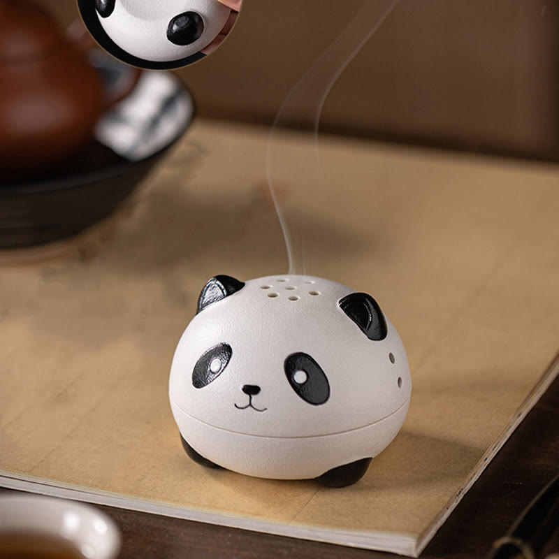 Ceramic Panda Incense Burner for Meditation and Relaxation