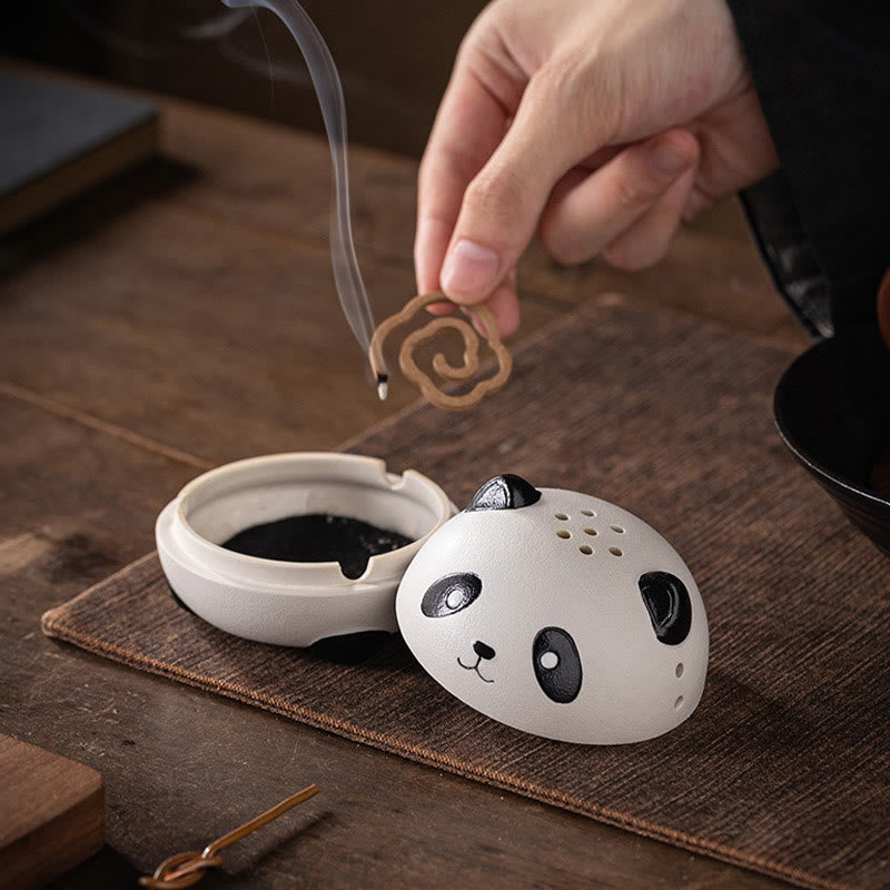 Ceramic Panda Incense Burner for Meditation and Relaxation