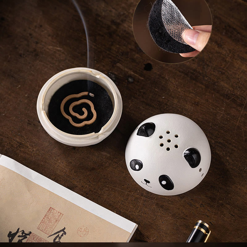 Ceramic Panda Incense Burner for Meditation and Relaxation