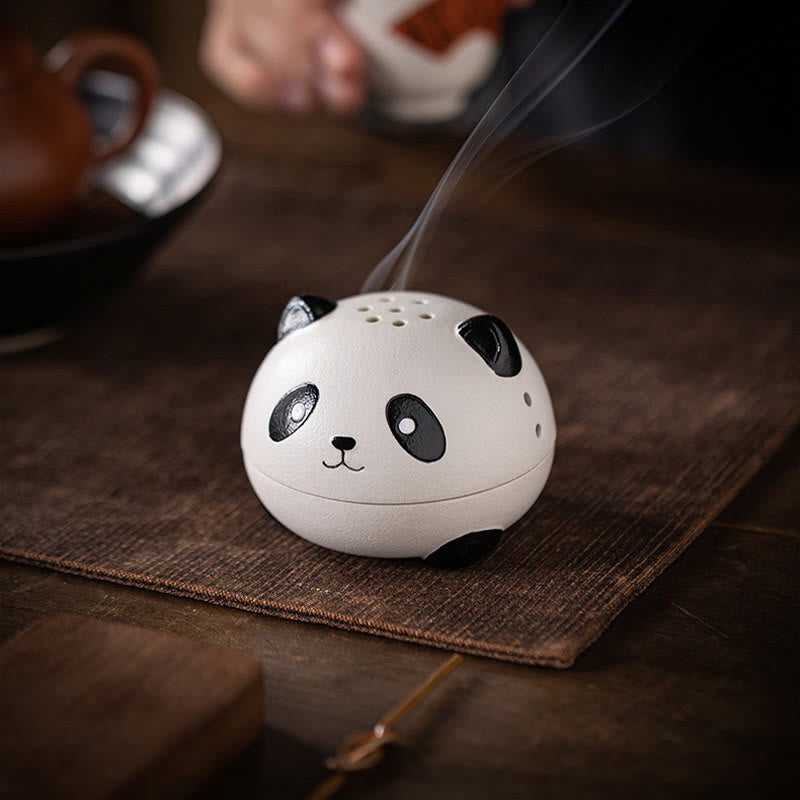 Ceramic Panda Incense Burner for Meditation and Relaxation