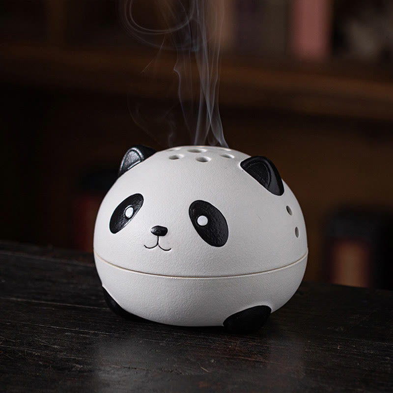 Ceramic Panda Incense Burner for Meditation and Relaxation
