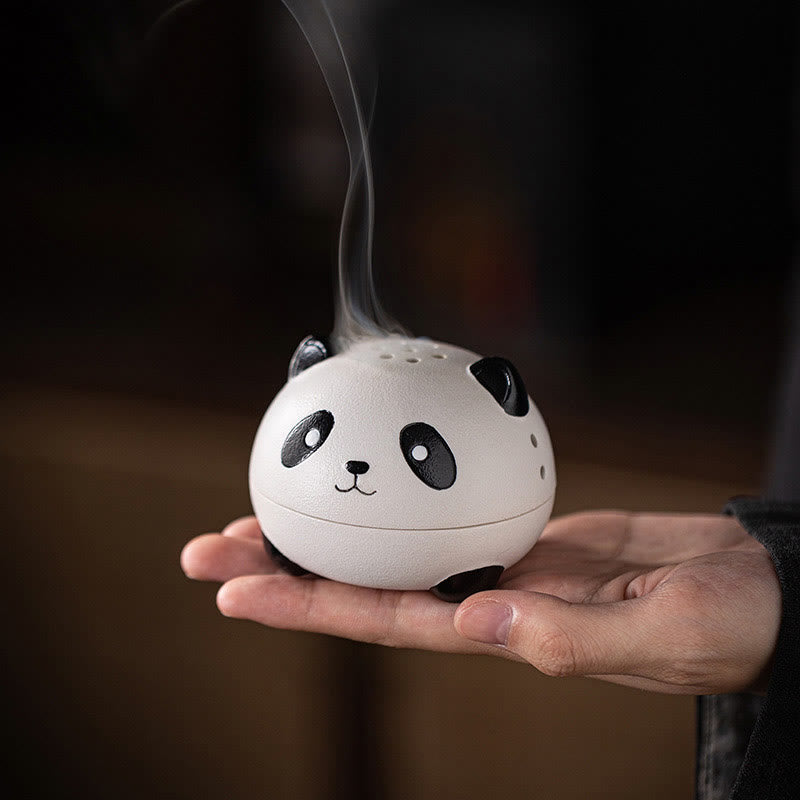 Ceramic Panda Incense Burner for Meditation and Relaxation