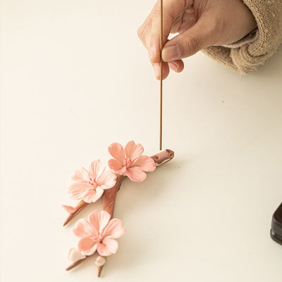 Ceramic Plum Blossom Incense Burner 7.6cm for Meditation