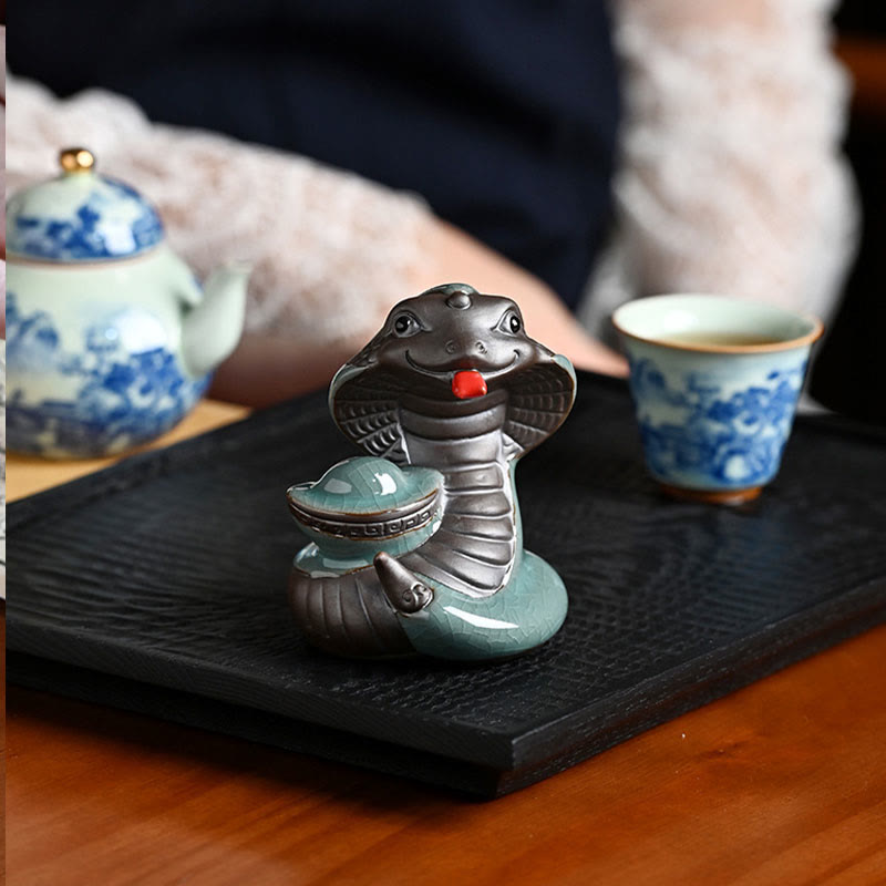 Ceramic Snake Ingot Fu Character Zen Home Decoration
