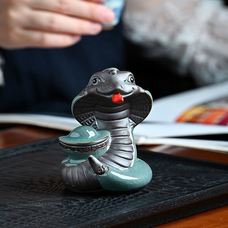 Ceramic Snake Ingot Fu Character Zen Home Decoration