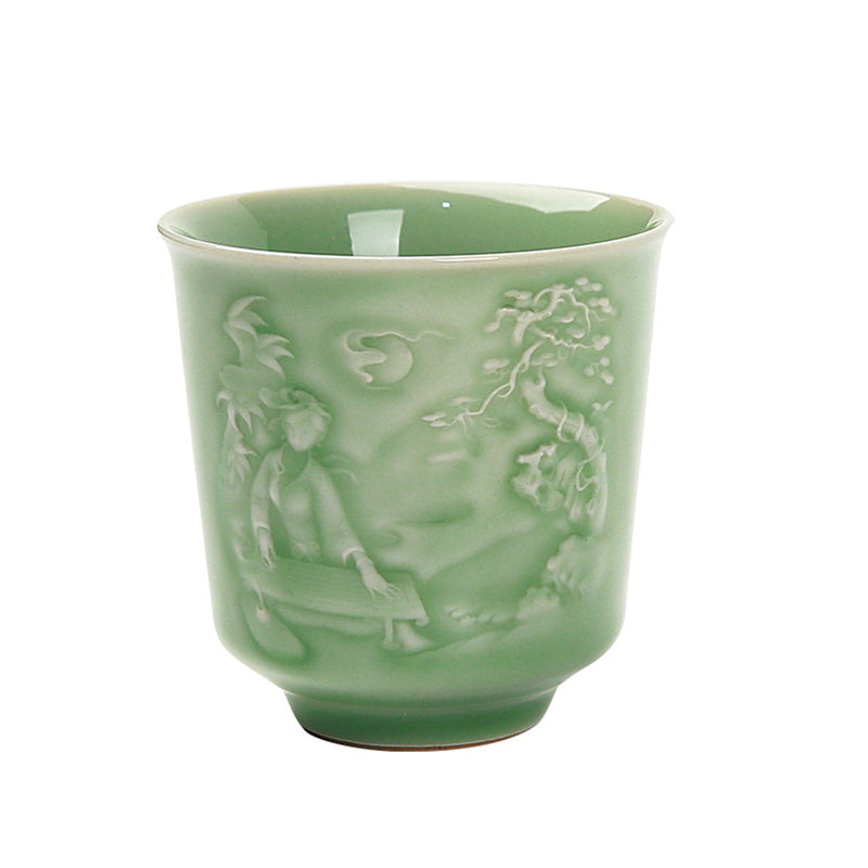 Ceramic Teacup with Zen Landscape Art | 130-195ml Capacity