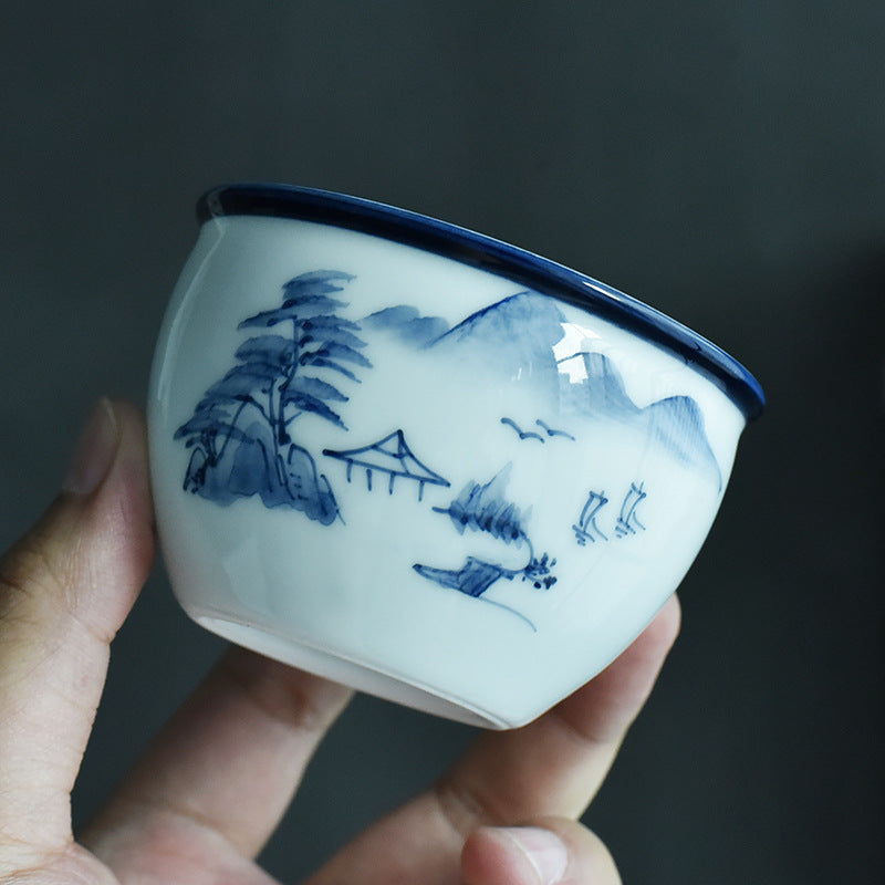 Ceramic Zen Meditation Teacup 130ml Koi Fish Lotus