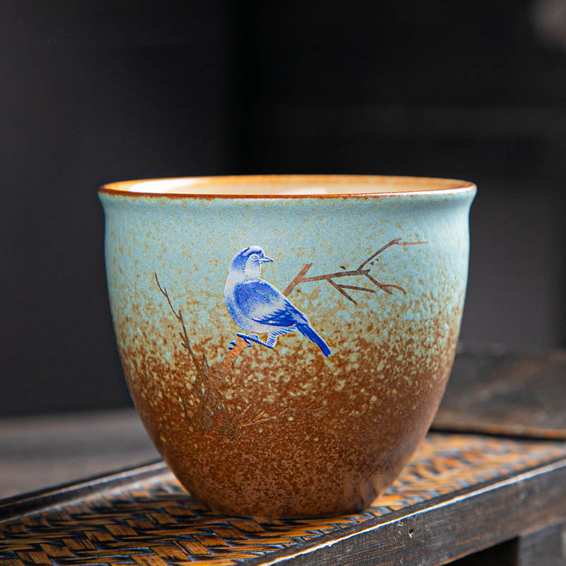 Ceramic Zen Teacup with Deer & Mountain Designs 150ml