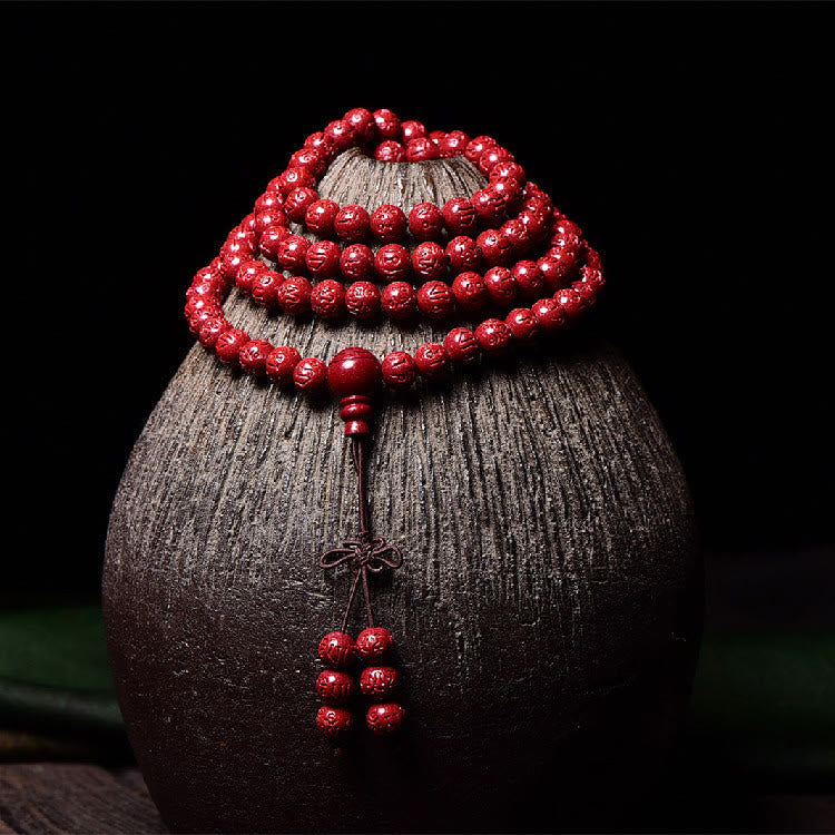 Cinnabar 108 Mala Beads Meditation Blessing Bracelet