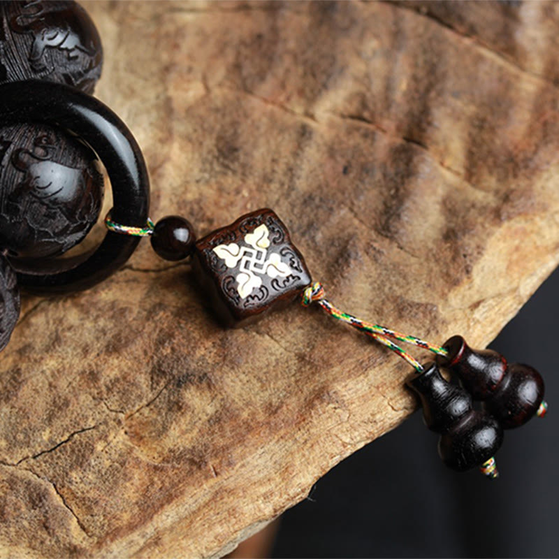 Ebony Wood Yin Yang Balance Bracelet 20mm Beads