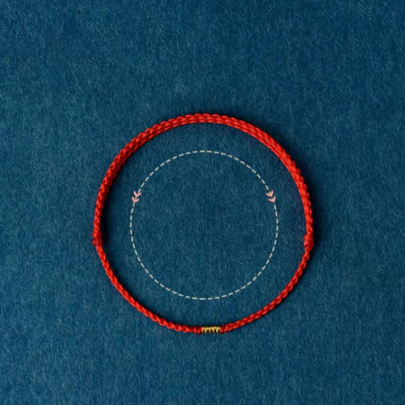 Red String Bracelet with Lucky Golden Beads | Protection & Luck