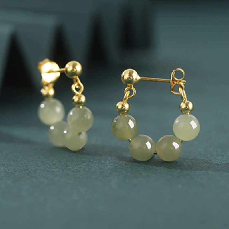925 Sterling Hetian Jade Red Agate Abundance Earrings