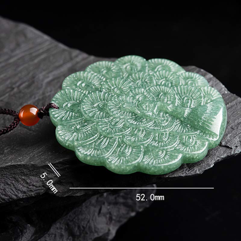 Natural Jade Peacock Luck Prosperity Necklace