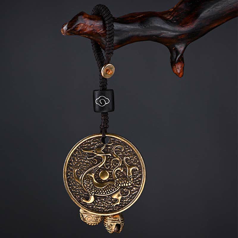 Copper Four Symbols Keychain with Azure Dragon & Mythical Creatures