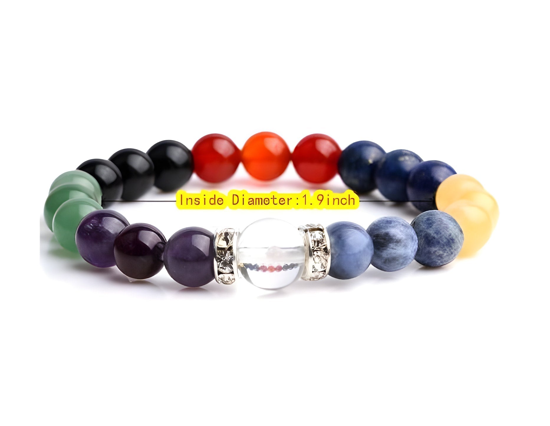 Chakra Balancing Bracelet with Clear Crystal Bead