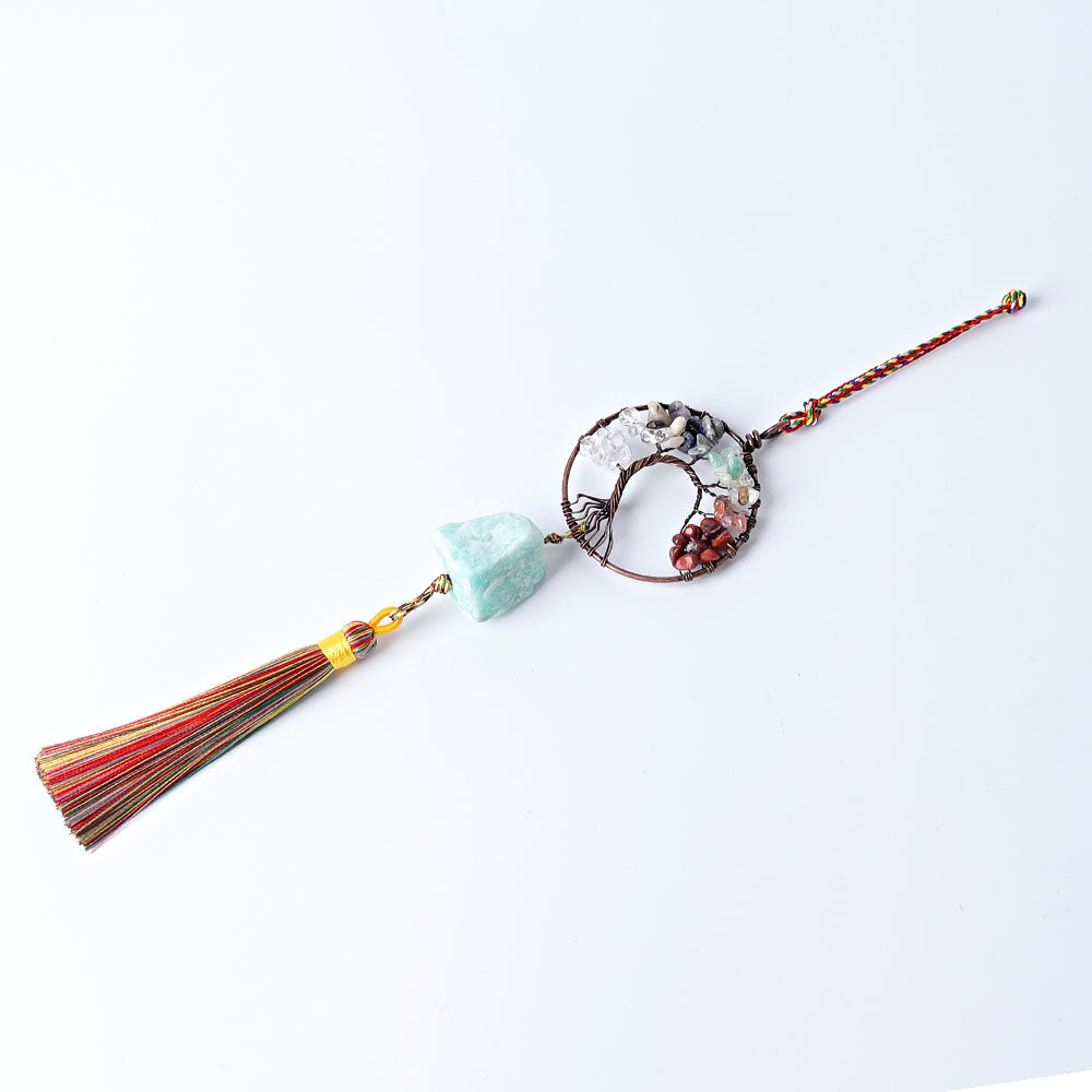 Chakra Life Tree Hanging Ornament with Healing Crystals