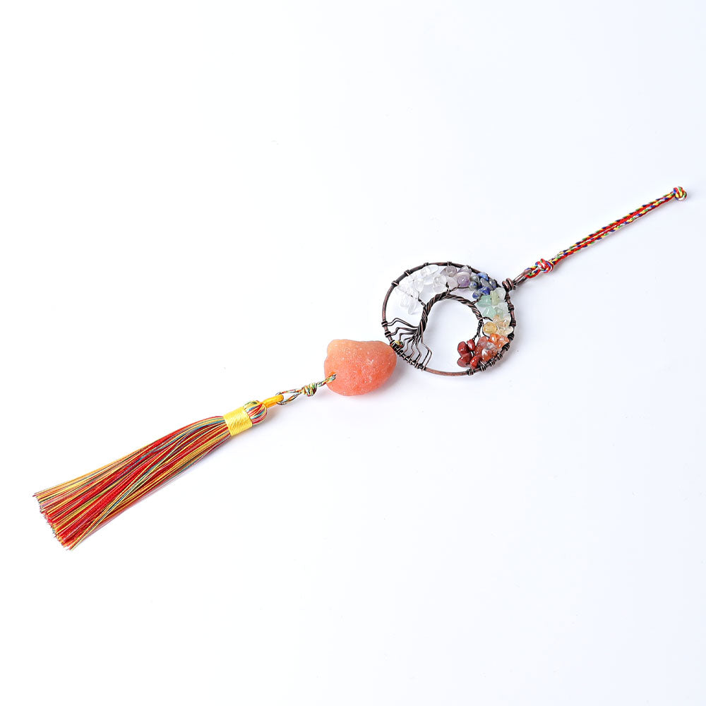 Chakra Life Tree Hanging Ornament with Healing Crystals