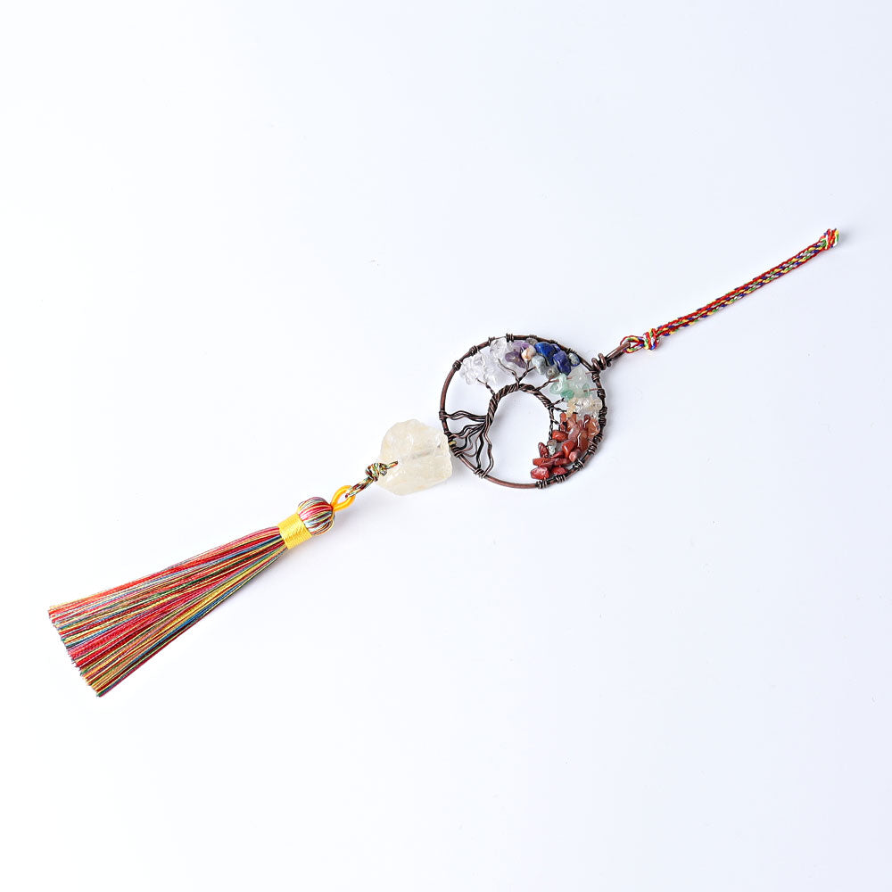 Chakra Life Tree Hanging Ornament with Healing Crystals