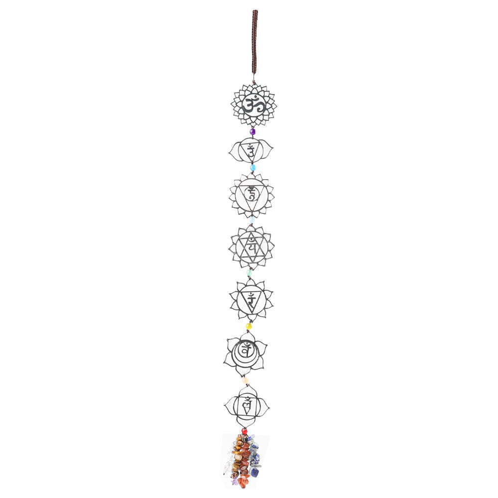 Chakra Metal Car Hanging Ornament with Crystal Tassel