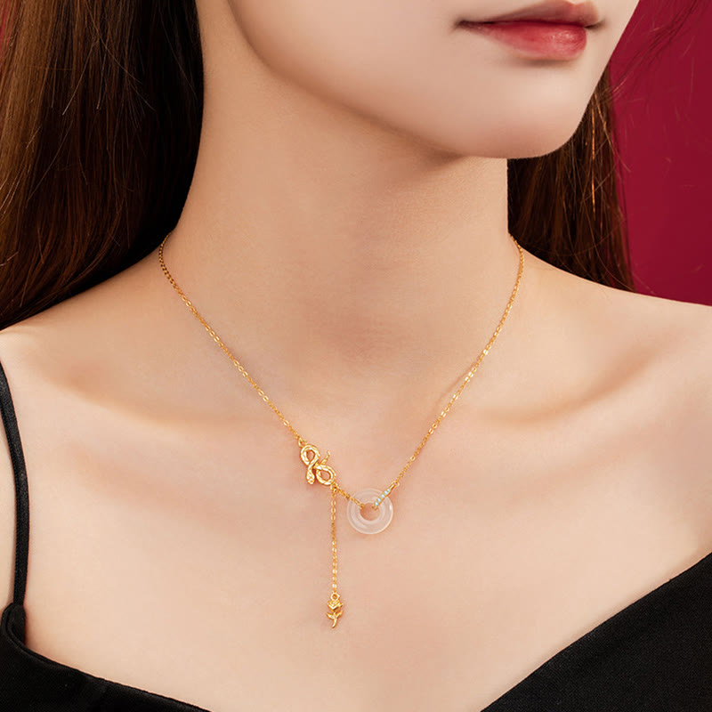 Chalcedony 925 Sterling Silver Year of the Snake Harmony Necklace