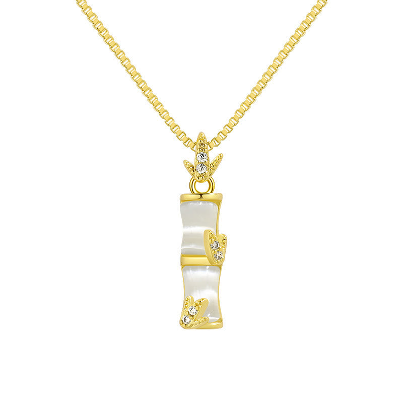Chalcedony Bamboo Harmony Spiritual Necklace 47cm Pendant