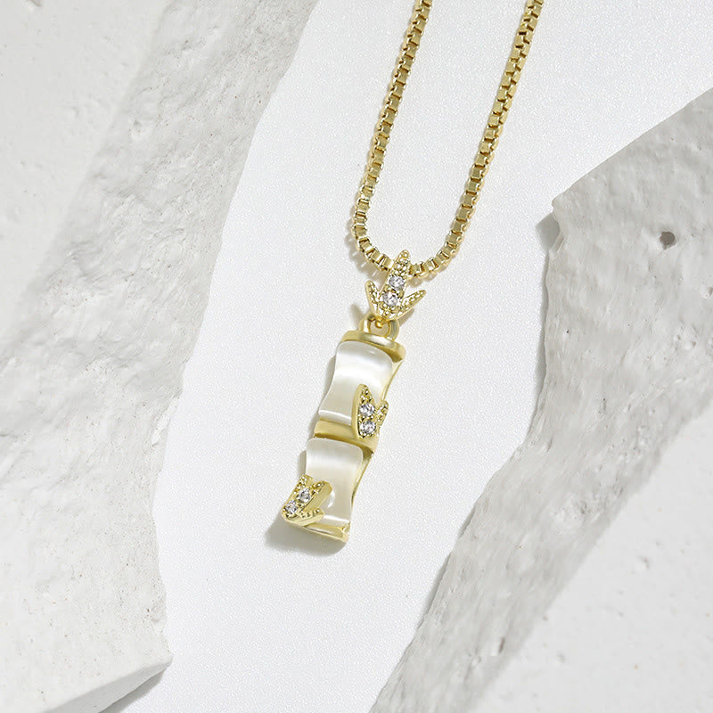 Chalcedony Bamboo Harmony Spiritual Necklace 47cm Pendant