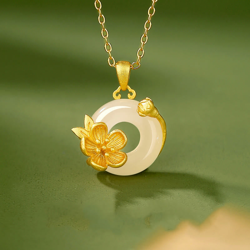 Chalcedony Peace Buckle Necklace in 925 Silver for Harmony