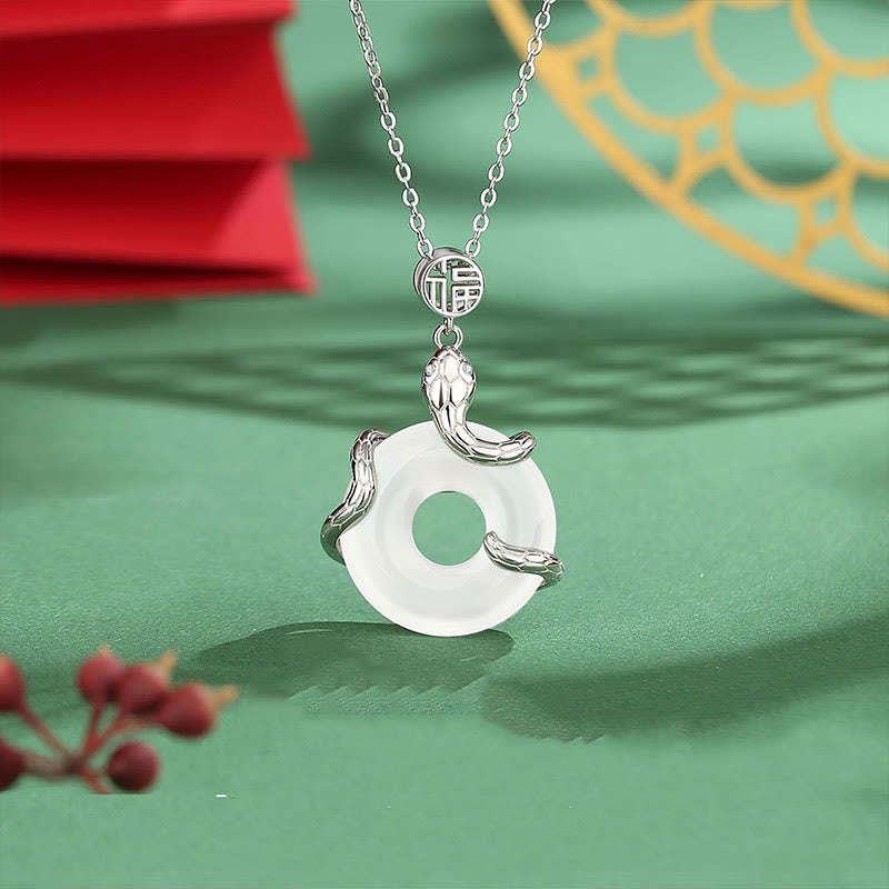 Chalcedony Peace Buckle Necklace | Snake Year Protection