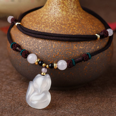 Chalcedony Pink Crystal Harmony Necklace 60cm Unisex
