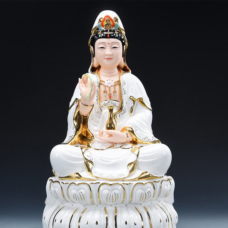 Chenrezig Bodhisattva Ceramic Buddha Statue for Success 26cm