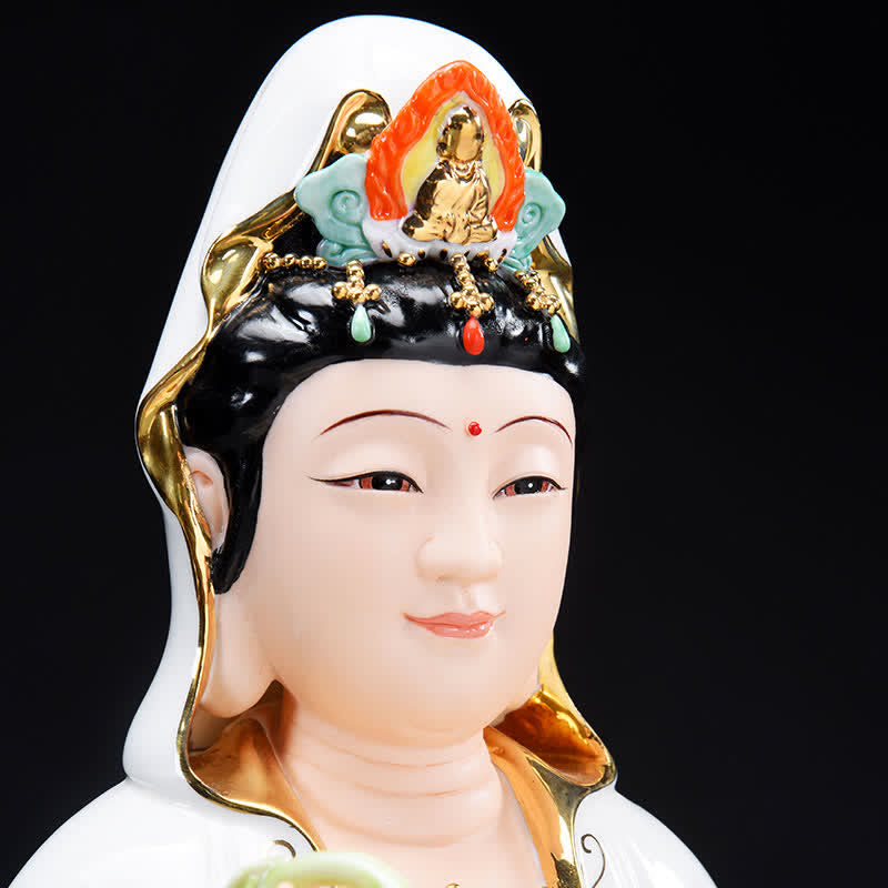 Chenrezig Bodhisattva Ceramic Buddha Statue for Success 26cm