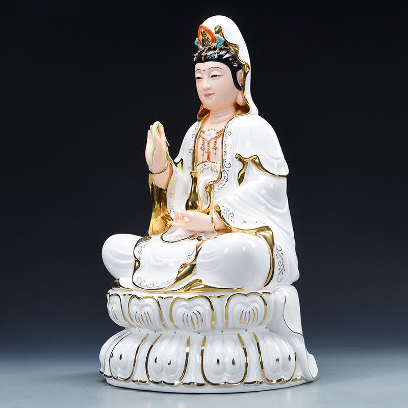 Chenrezig Bodhisattva Ceramic Buddha Statue for Success 26cm