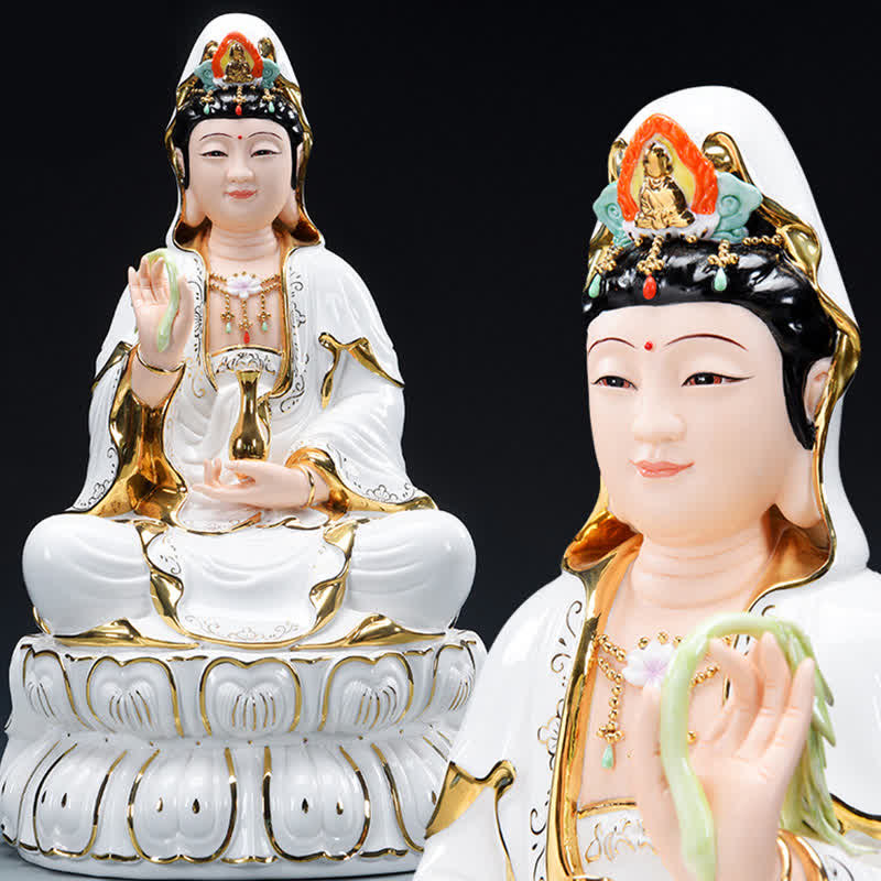 Chenrezig Bodhisattva Ceramic Buddha Statue for Success 26cm