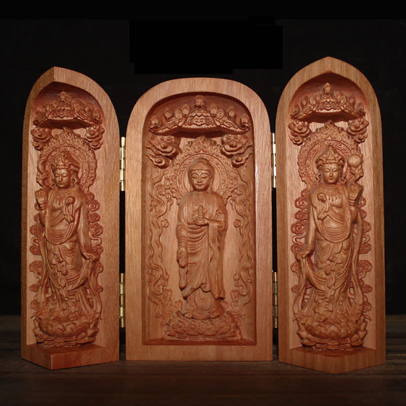 Cherry Wood Avalokitesvara Kwan Yin Buddha Altar Decoration