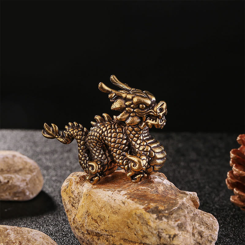 Chinese Dragon Statue | Small Brass Dragon Figurine 6cm