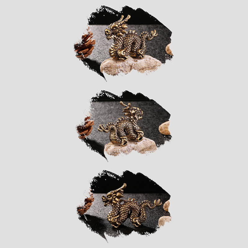 Chinese Dragon Statue | Small Brass Dragon Figurine 6cm