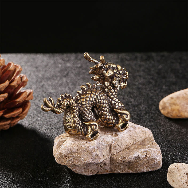 Chinese Dragon Statue | Small Brass Dragon Figurine 6cm