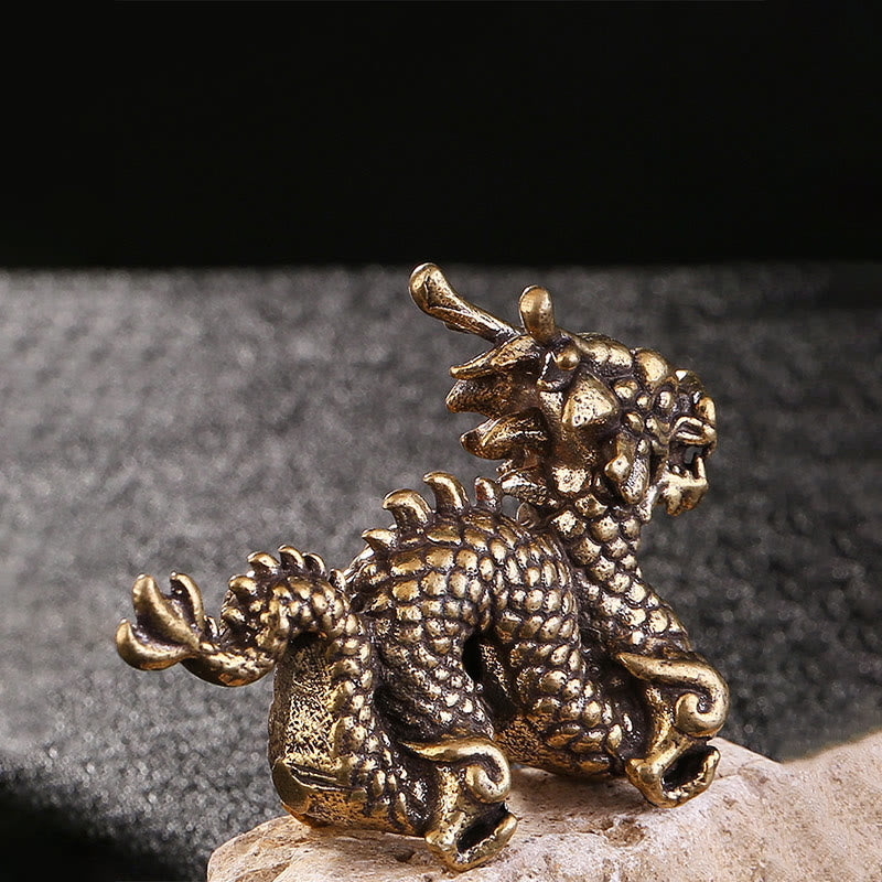 Chinese Dragon Statue | Small Brass Dragon Figurine 6cm