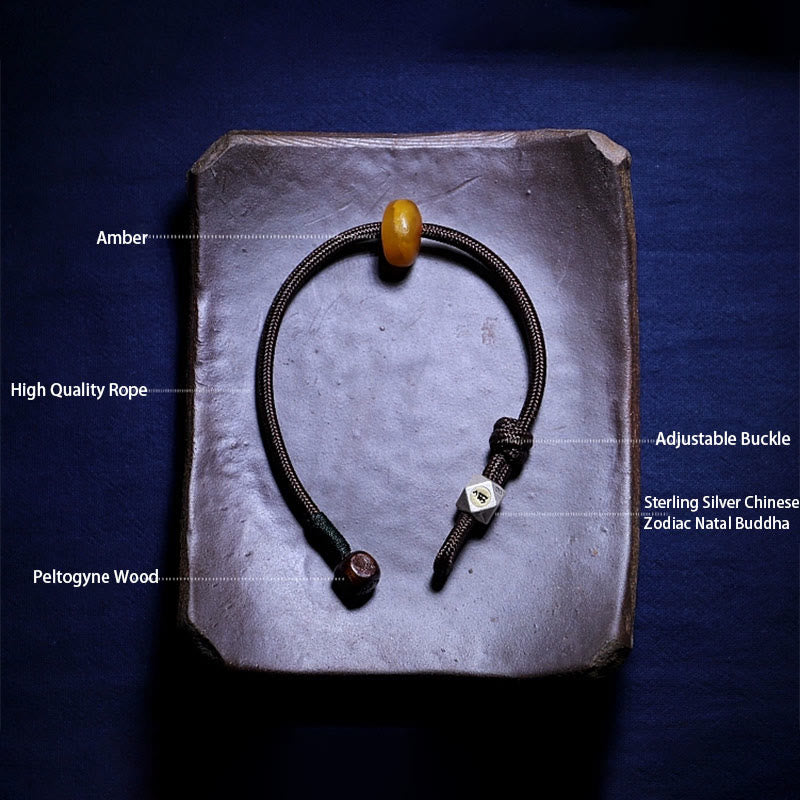 Chinese Zodiac Amber Calming Anxiety Bracelet 18cm