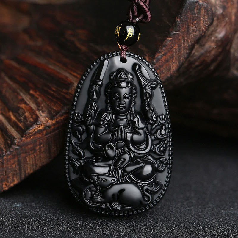 Chinese Zodiac Black Obsidian Purification Necklace