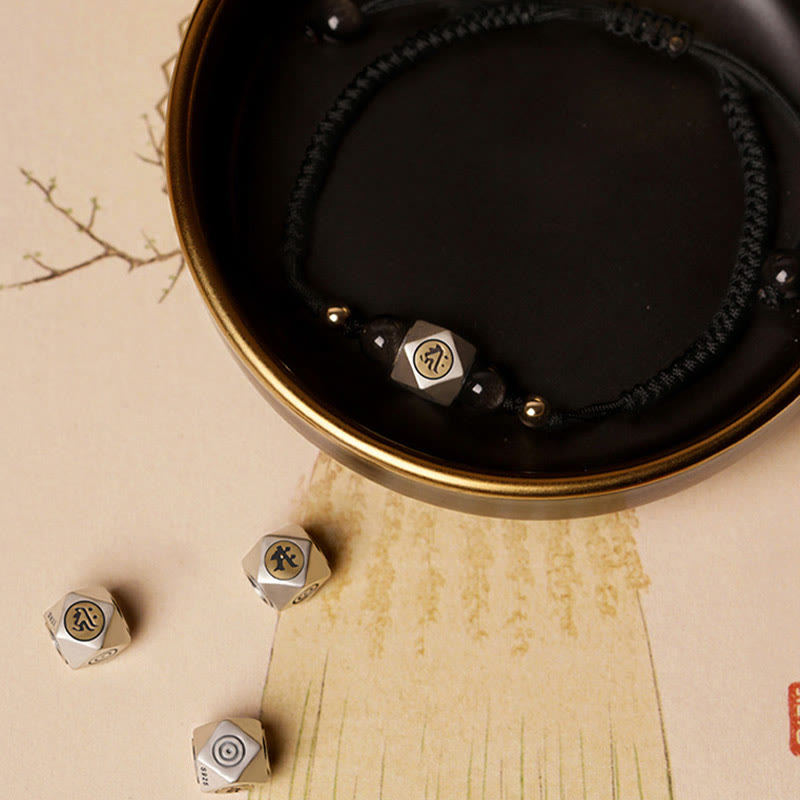 Chinese Zodiac Bracelet in Sterling Silver with Cinnabar & Natal Buddha