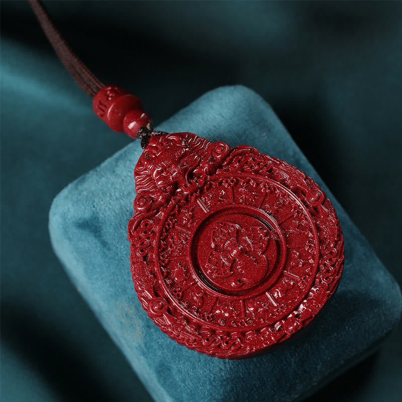 Chinese Zodiac Cinnabar Bagua Amulet Necklace Pendant