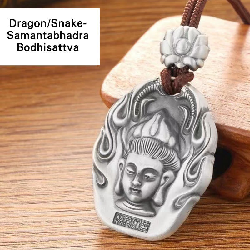 Chinese Zodiac Compassion Necklace with Om Mani Padme Hum Pendant