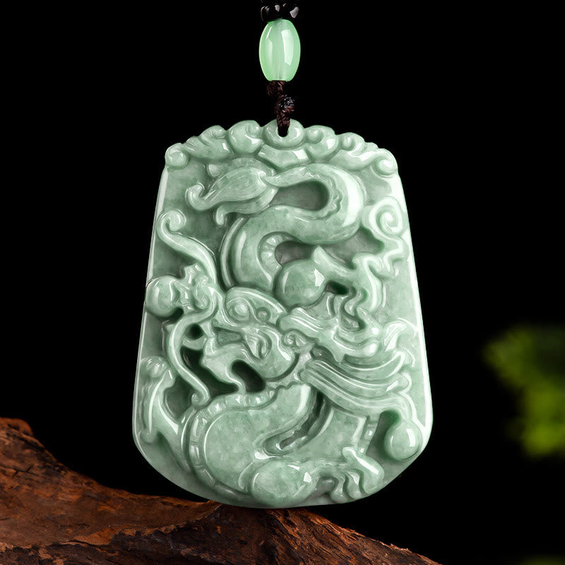 Chinese Zodiac Dragon Jade Protection Necklace Pendant