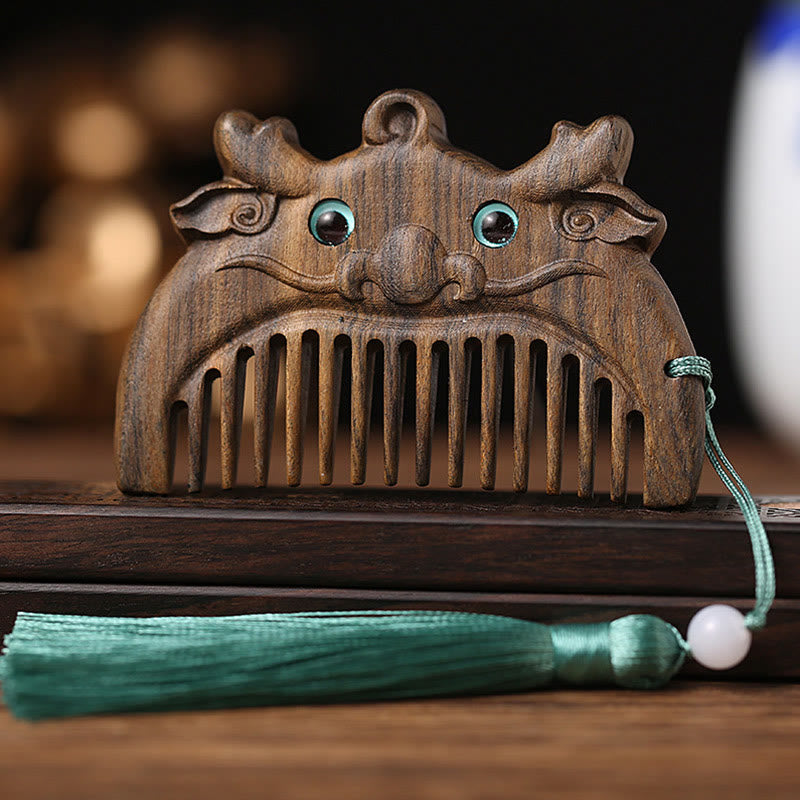 Chinese Zodiac Green Sandalwood Mini Peace Comb