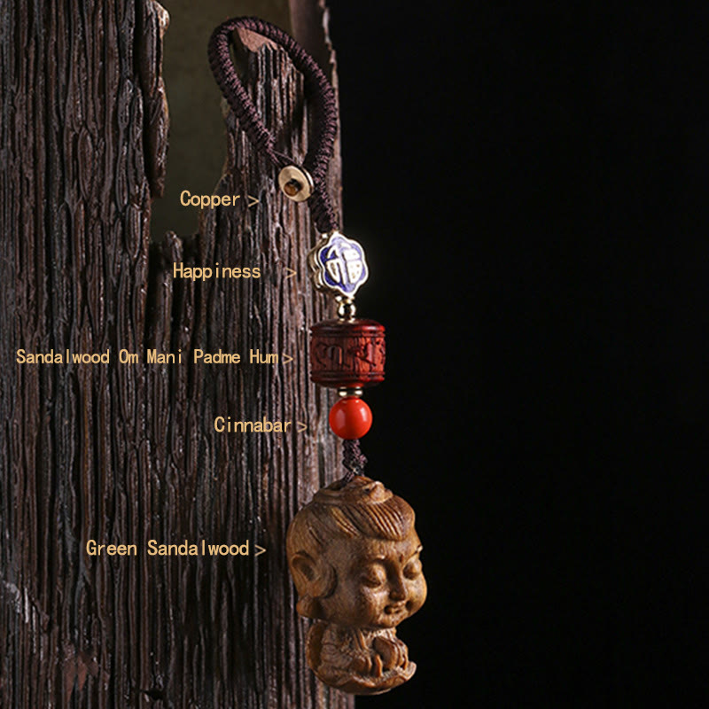 Chinese Zodiac Green Sandalwood Protection Key Chain