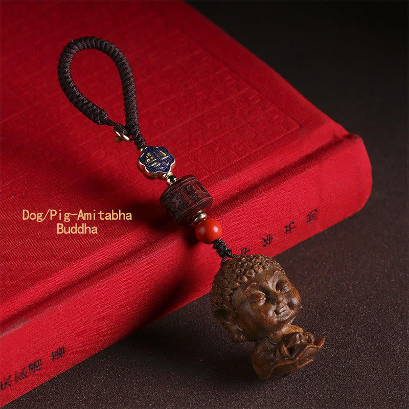 Chinese Zodiac Green Sandalwood Protection Key Chain