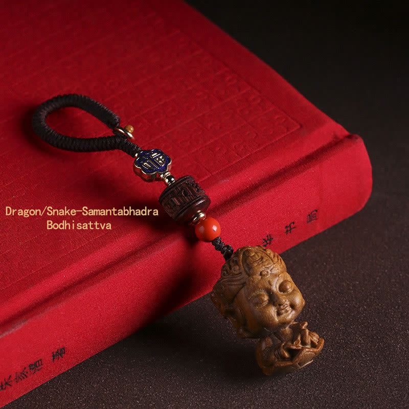Chinese Zodiac Green Sandalwood Protection Key Chain