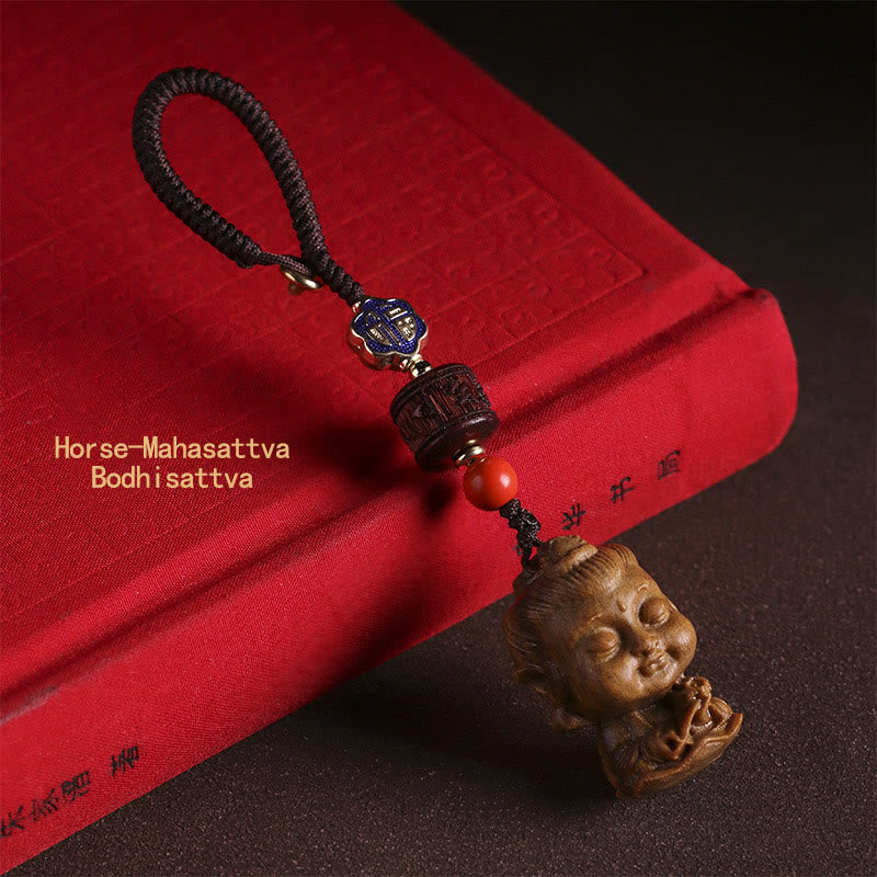 Chinese Zodiac Green Sandalwood Protection Key Chain